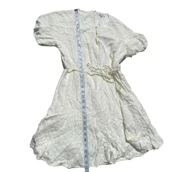 Madewell Dress 6 Cottage Core Embroidered Eyelet Sash Belt Keyhole Puff Slv Line - Picture 7 of 15